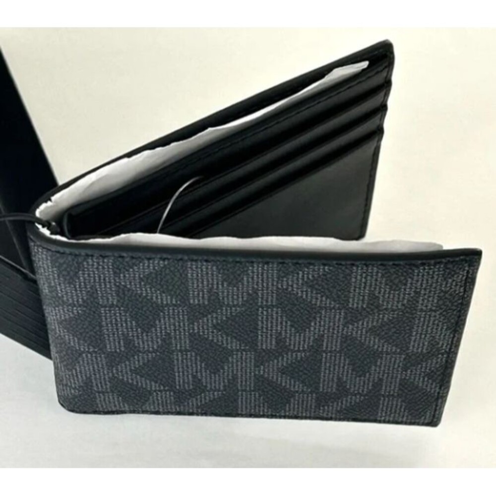 Michael Kors  Men Slim Bifold Black Leather Wallet